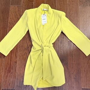 Zara Neon Tie-Front Blazer Mini Dress